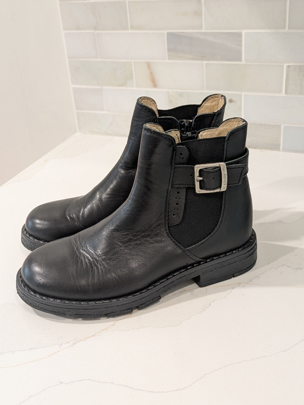Jacadi Girl's Black Booties with Side Buckle